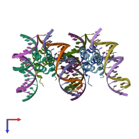 PDB entry 5ef6 coloured by chain, top view.