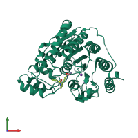PDB entry 5efb coloured by chain, front view.