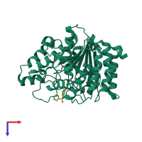 PDB entry 5efb coloured by chain, top view.