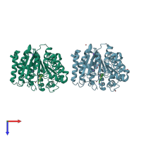PDB entry 5efh coloured by chain, top view.