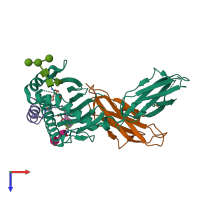 PDB entry 5efi coloured by chain, top view.