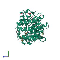 PDB entry 5efj coloured by chain, side view.