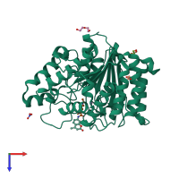 PDB entry 5efk coloured by chain, top view.