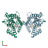PDB entry 5efn coloured by chain, front view.