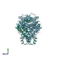PDB entry 5efn coloured by chain, side view.