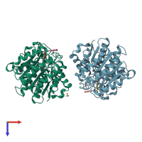 PDB entry 5efn coloured by chain, top view.