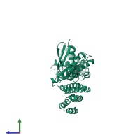 PDB entry 5efr coloured by chain, side view.