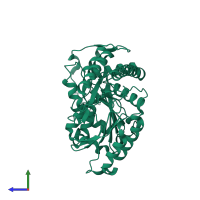 PDB entry 5efs coloured by chain, side view.