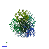 PDB entry 5efz coloured by chain, side view.