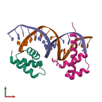 PDB entry 5eg0 coloured by chain, front view.