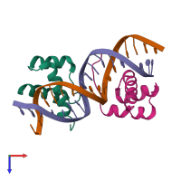 PDB entry 5eg0 coloured by chain, top view.