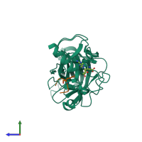 PDB entry 5eg2 coloured by chain, side view.