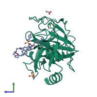 PDB entry 5eg4 coloured by chain, side view.