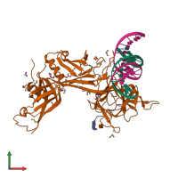 PDB entry 5eg6 coloured by chain, front view.