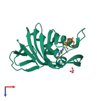PDB entry 5eg7 coloured by chain, top view.