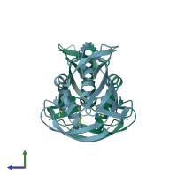 PDB entry 5eg8 coloured by chain, side view.