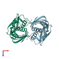 PDB entry 5eg8 coloured by chain, top view.