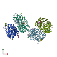 PDB entry 5ege coloured by chain, front view.