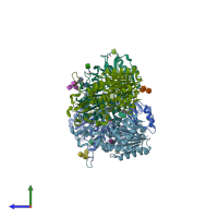 PDB entry 5ege coloured by chain, side view.