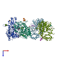 PDB entry 5ege coloured by chain, top view.