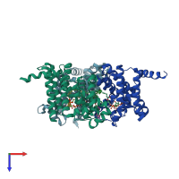 PDB entry 5egi coloured by chain, top view.