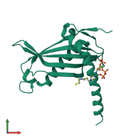 PDB entry 5egj coloured by chain, front view.
