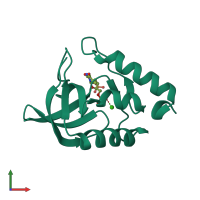 PDB entry 5egt coloured by chain, front view.
