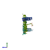 PDB entry 5eh4 coloured by chain, side view.