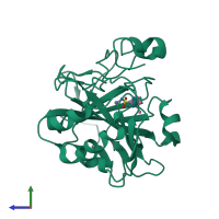 PDB entry 5eh5 coloured by chain, side view.
