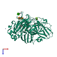 PDB entry 5ehf coloured by chain, top view.