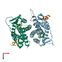 PDB entry 5ehj coloured by chain, top view.