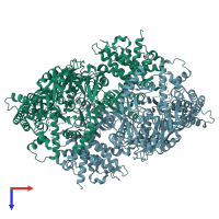 PDB entry 5ehk coloured by chain, top view.