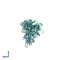 PDB entry 5ehr coloured by chain, side view.