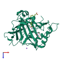 PDB entry 5ehv coloured by chain, top view.