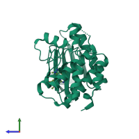 PDB entry 5ei2 coloured by chain, side view.