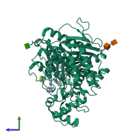 PDB entry 5ei5 coloured by chain, side view.