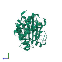 PDB entry 5ei6 coloured by chain, side view.