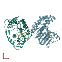 PDB entry 5eif coloured by chain, front view.