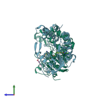 PDB entry 5eif coloured by chain, side view.