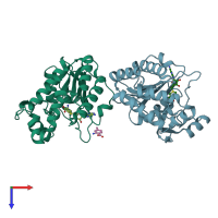 PDB entry 5eif coloured by chain, top view.