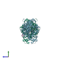 PDB entry 5eih coloured by chain, side view.