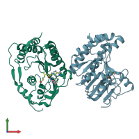 PDB entry 5eiw coloured by chain, front view.