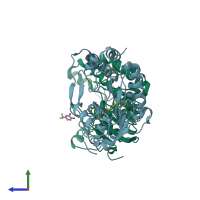 PDB entry 5eiw coloured by chain, side view.