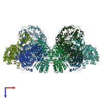 PDB entry 5ej8 coloured by chain, top view.