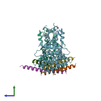 PDB entry 5ejc coloured by chain, side view.