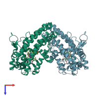 PDB entry 5ek2 coloured by chain, top view.