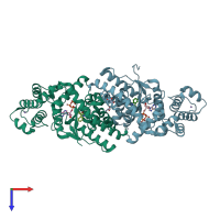 PDB entry 5ekd coloured by chain, top view.