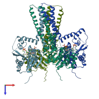 PDB entry 5eke coloured by chain, top view.