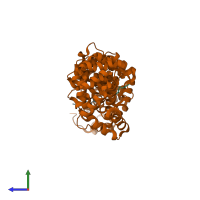 PDB entry 5ekf coloured by chain, side view.