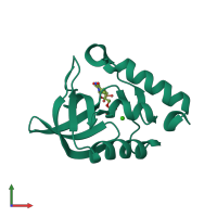 PDB entry 5ekk coloured by chain, front view.